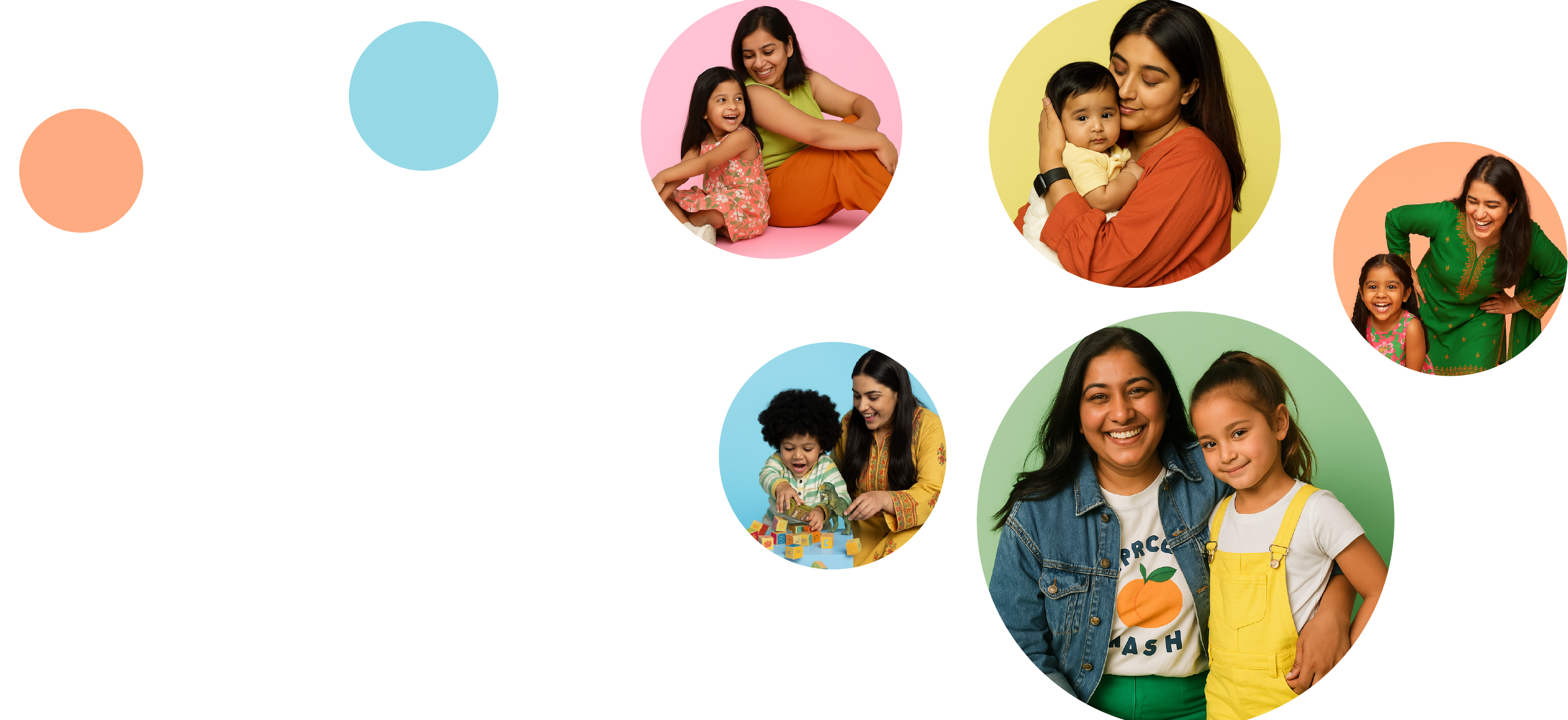 Smiling babysitters and children